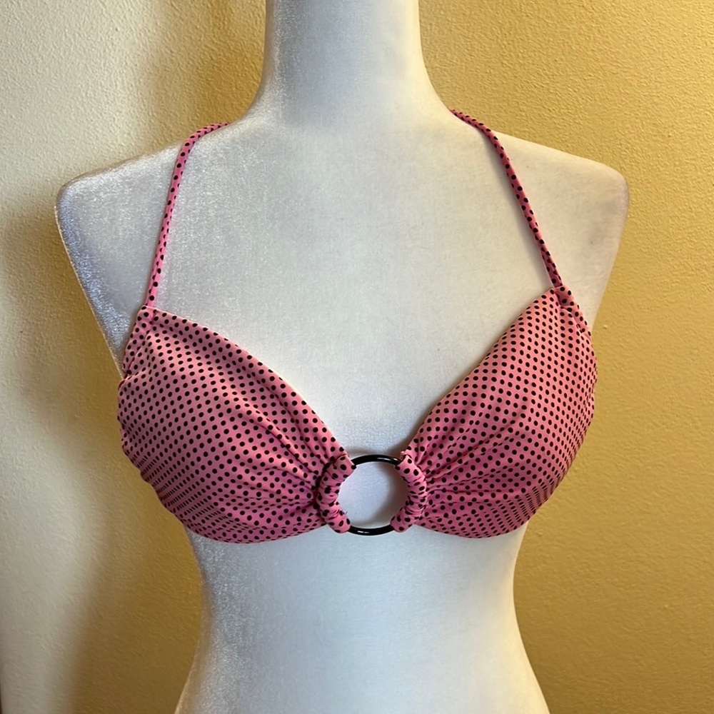 Victoria's Secret Pink with Black Polka Dot Bikini Top size M